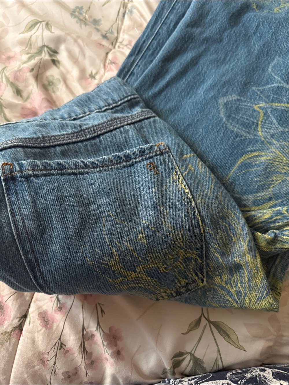 Pilcro unique Blue Floral-Print Denim Jeans size 28P cotton very comfortable - Picture 11 of 11